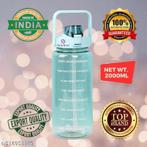 💧 2L Motivational Water Bottle with Straw & Time Marker | Leakproof & BPA-Free 💧
