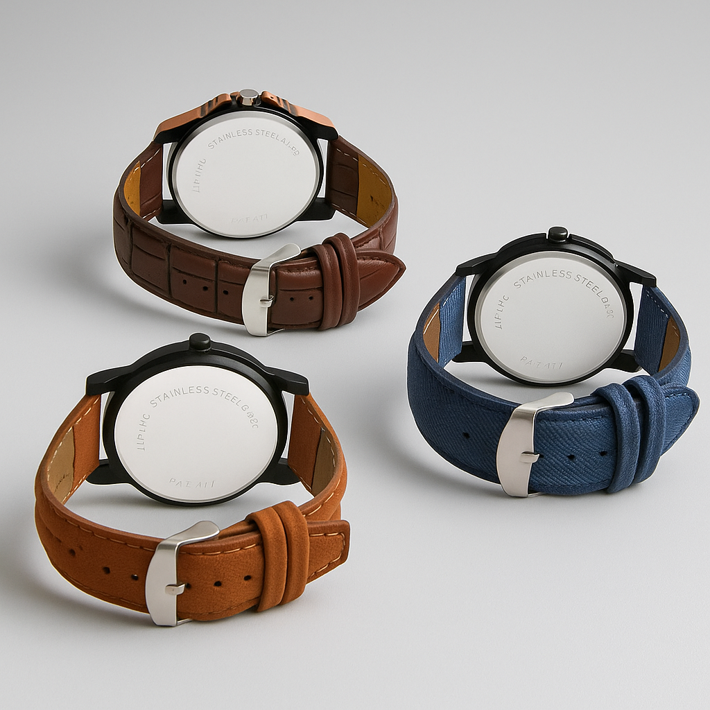 ⌚ Stylish Glamour Brown Leather Analog Watch Combo Set for Men 🎁