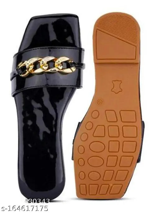 👡 Elegant Four-Ring Slip-On Flats for Women | Solid Design & Comfort 👡