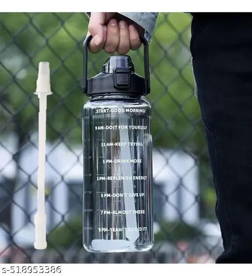 💧 2L Motivational Water Bottle with Straw & Time Marker | Leakproof & BPA-Free 💧