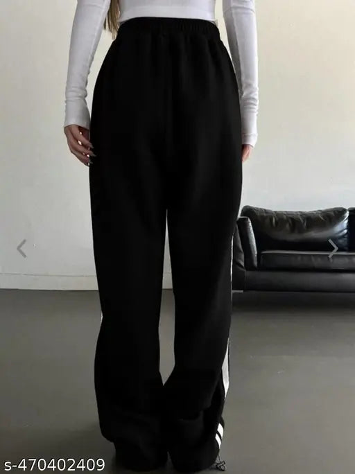 Women's Solid Straight Fit Mid-Rise Trousers