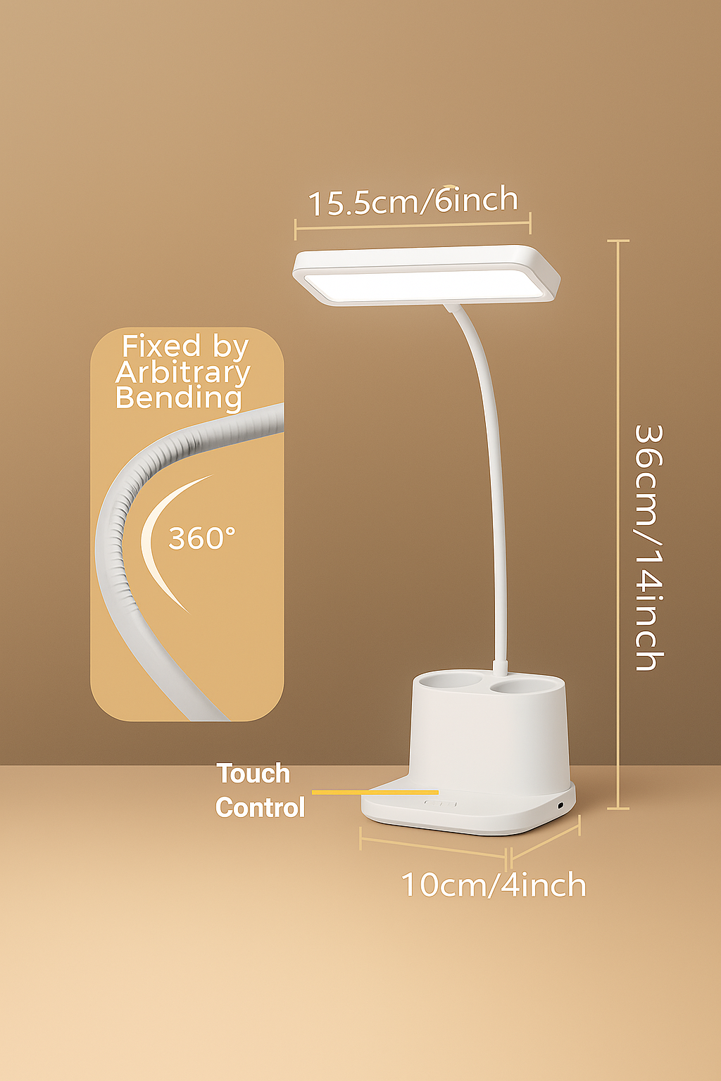 💡 FocusBeam™ – Dimmable LED Desk Lamp + Pen & Phone Organizer 🖋️📱
