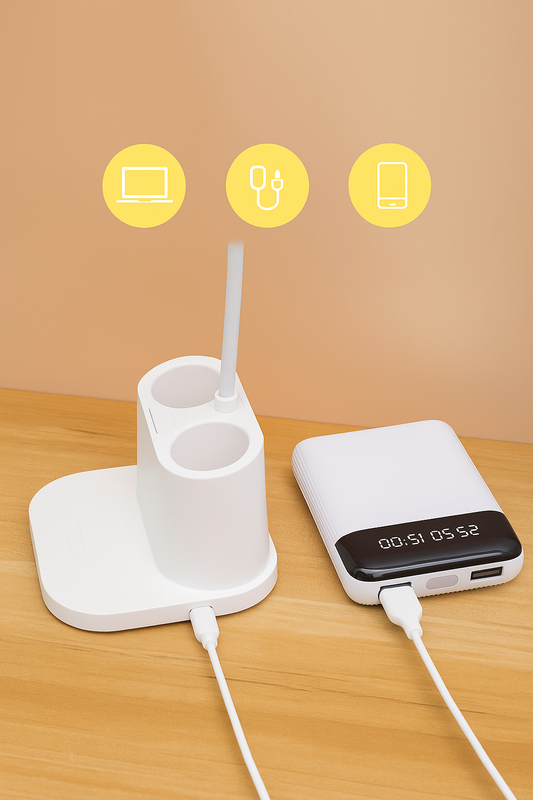 💡 FocusBeam™ – Dimmable LED Desk Lamp + Pen & Phone Organizer 🖋️📱