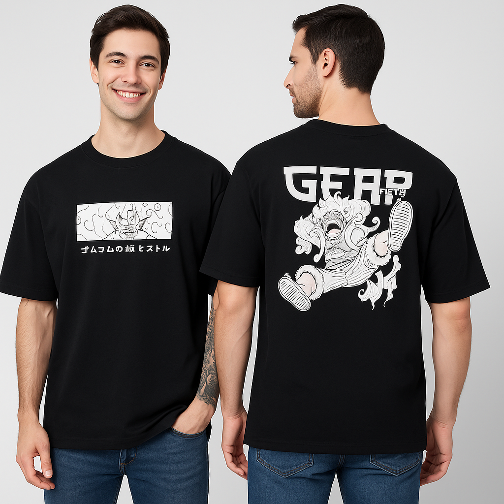 🚀 Luffy Gear 5 Oversized T‑Shirt 👕 | One Piece Anime Fan Tee | Cotton Comfort