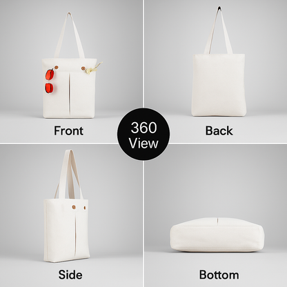 👜✨ Elegant White Canvas Tote Bag for Women | Solid Stylish Shoulder Bag | Daily & Travel Use ✨👜