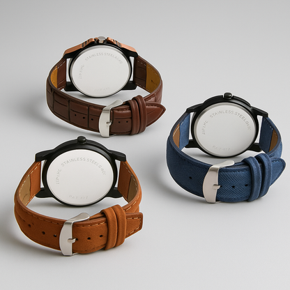 ⌚ Stylish Glamour Brown Leather Analog Watch Combo Set for Men 🎁