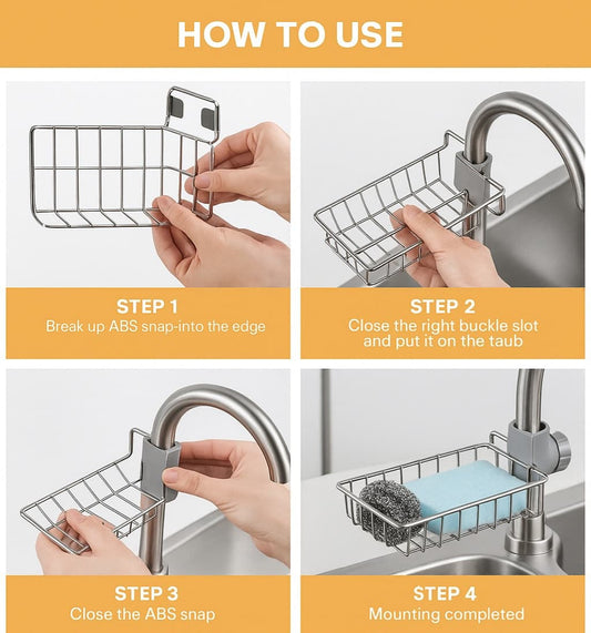 ⭐ SmartSink™ Adjustable Steel Storage Rack | Multi-Purpose Sink Shelf for Kitchen & Bath Essentials