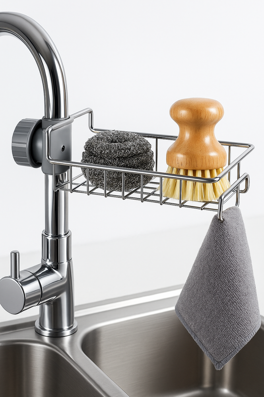 ⭐ SmartSink™ Adjustable Steel Storage Rack | Multi-Purpose Sink Shelf for Kitchen & Bath Essentials