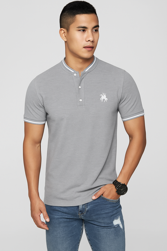 🧵 KEESOR Men's Mandarin Collar Polo T-Shirt | Regular Fit Cotton Blend | Casual Solid Tee 👕