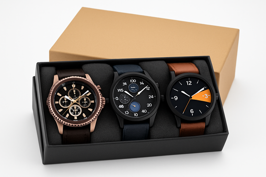 ⌚ Stylish Glamour Brown Leather Analog Watch Combo Set for Men 🎁
