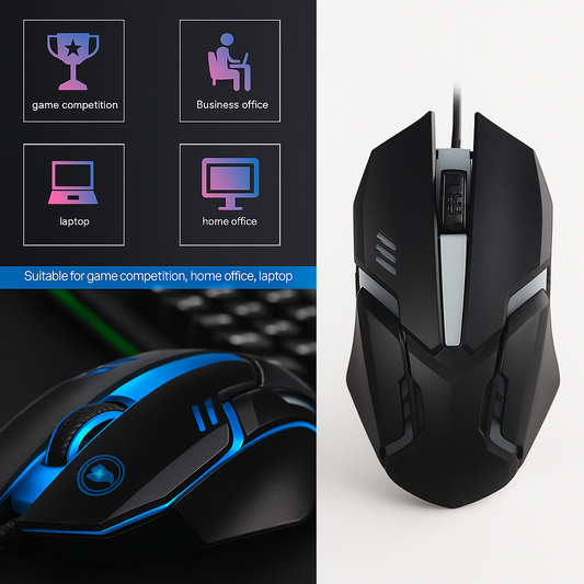 🎮 Gaming Mouse | RGB Wired Optical Mouse for Laptop & PC | 3 Buttons, DPI Control, Rainbow Lights 🎮