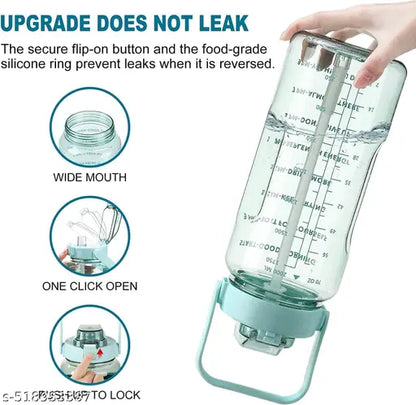 💧 2L Motivational Water Bottle with Straw & Time Marker | Leakproof & BPA-Free 💧