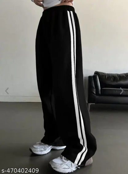 Women's Solid Straight Fit Mid-Rise Trousers