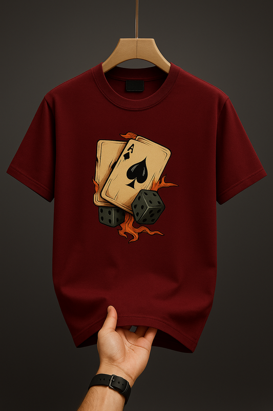 🎲 Men’s Playing Cards & Dice Printed T‑Shirt 👕 | Cool Graphic Tee | Cotton Blend