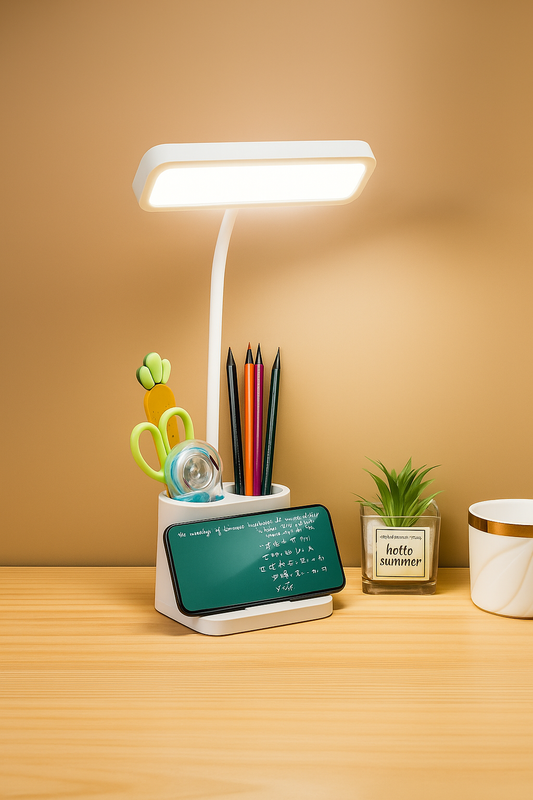 💡 FocusBeam™ – Dimmable LED Desk Lamp + Pen & Phone Organizer 🖋️📱
