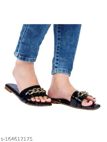 👡 Elegant Four-Ring Slip-On Flats for Women | Solid Design & Comfort 👡